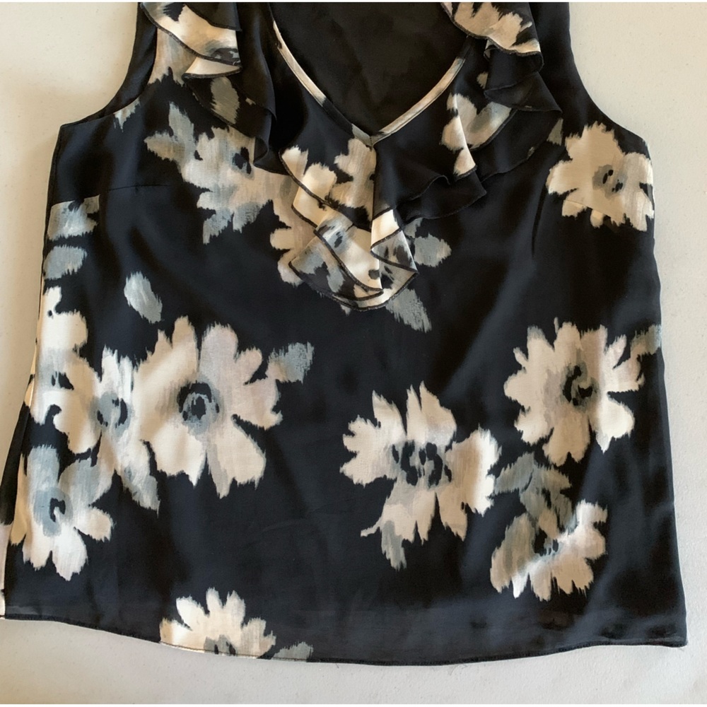 Silky Navy Floral Blouse
